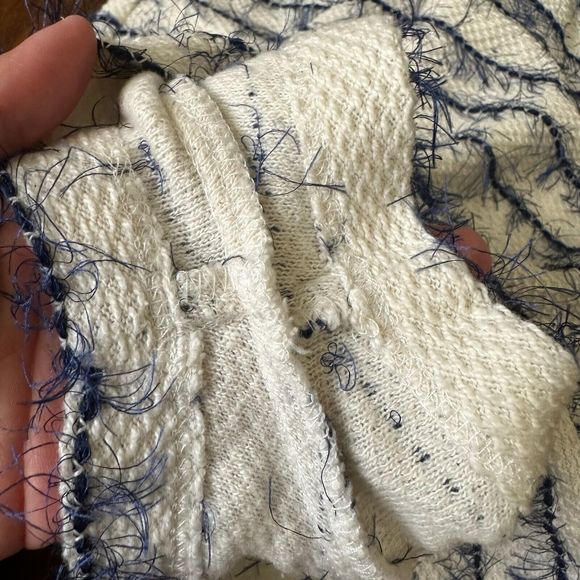 NWOT AMADI ANTHROPOLOGIE Sleeveless Cilli Romper in Blue Ivory V-Neck - Picture 7 of 12